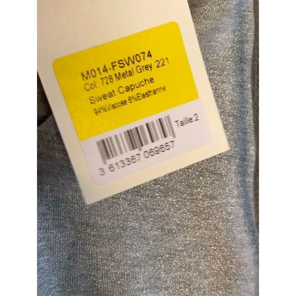 Majestic Filatures NWT Women's V-Neck Drawstring Hoodie in Gray Size 2/Small - Picture 6 of 10